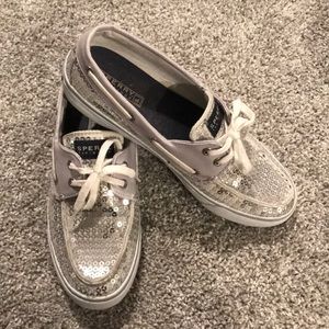Silver Sequin Sperry Boat Shoes